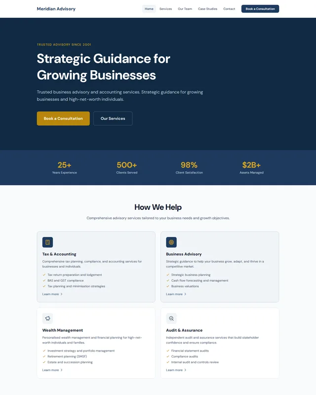 Meridian Advisory website
