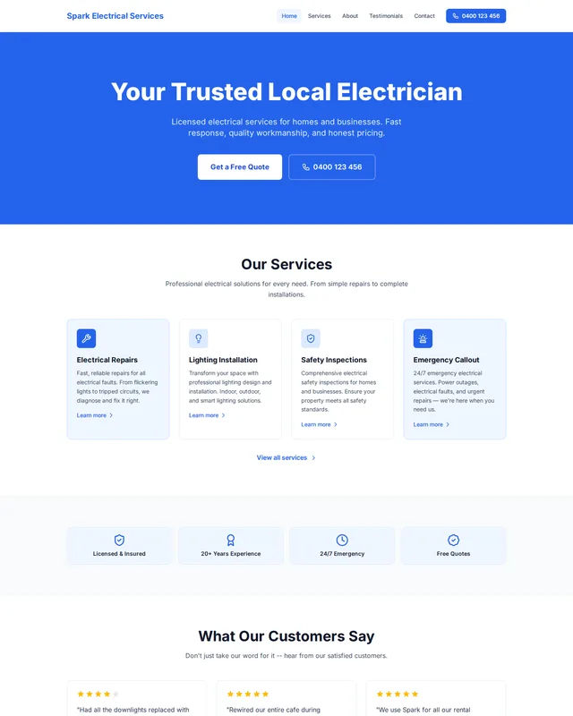 Spark Electrical website